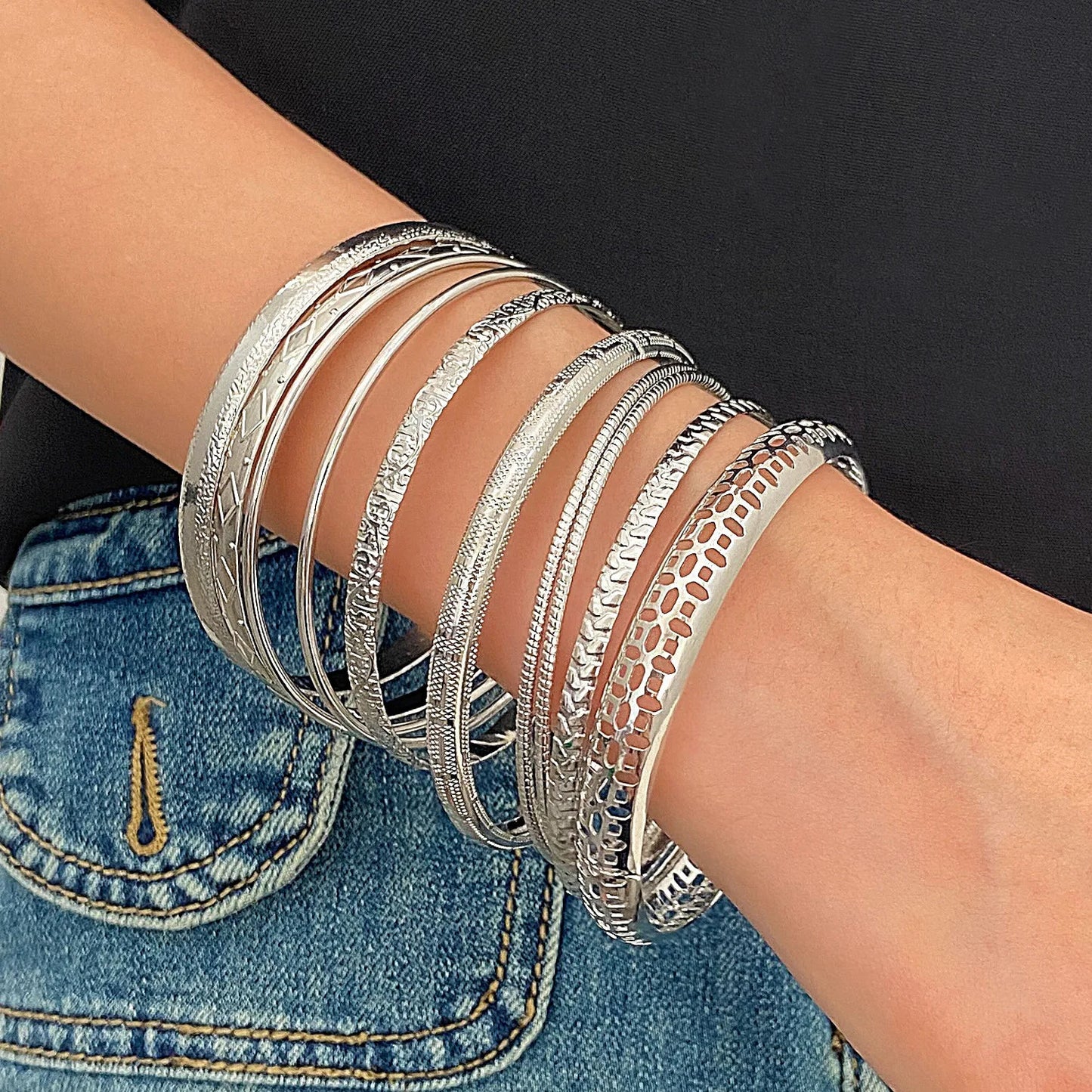 Fashion Stainless Steel Bracelets for Women Twist Texture Bangles Gold Silver Color Jewelry - Hiccupzz