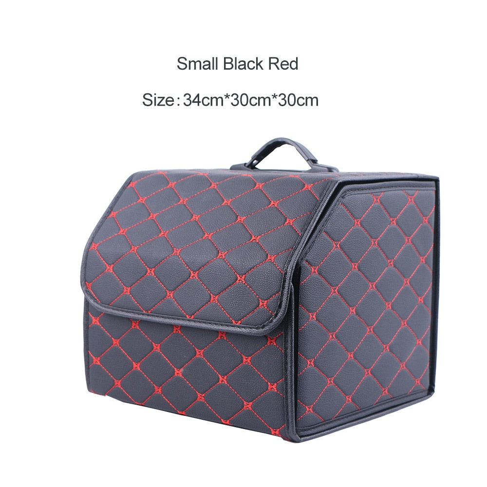 Car Trunk Organizer Box Large Capacity Auto Multiuse Tools Storage Bag Stowing Tidying Leather Folding For Emergency Storage Box - Hiccupzz