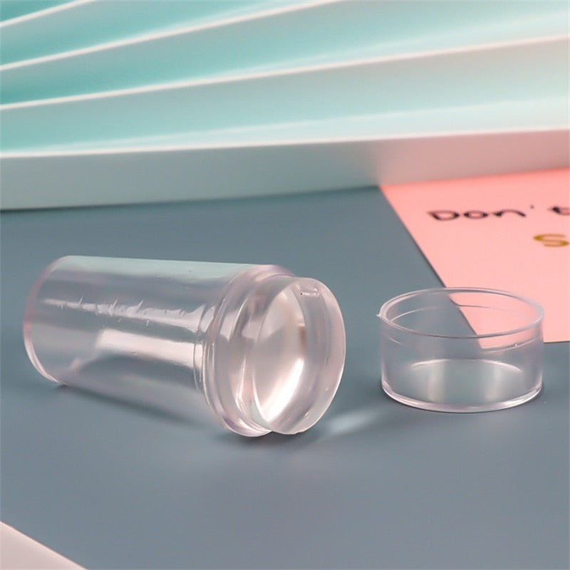 Transparent Nail Stamper with Scraper 2pcs Jelly Silicone Stamp for French Nails - Hiccupzz
