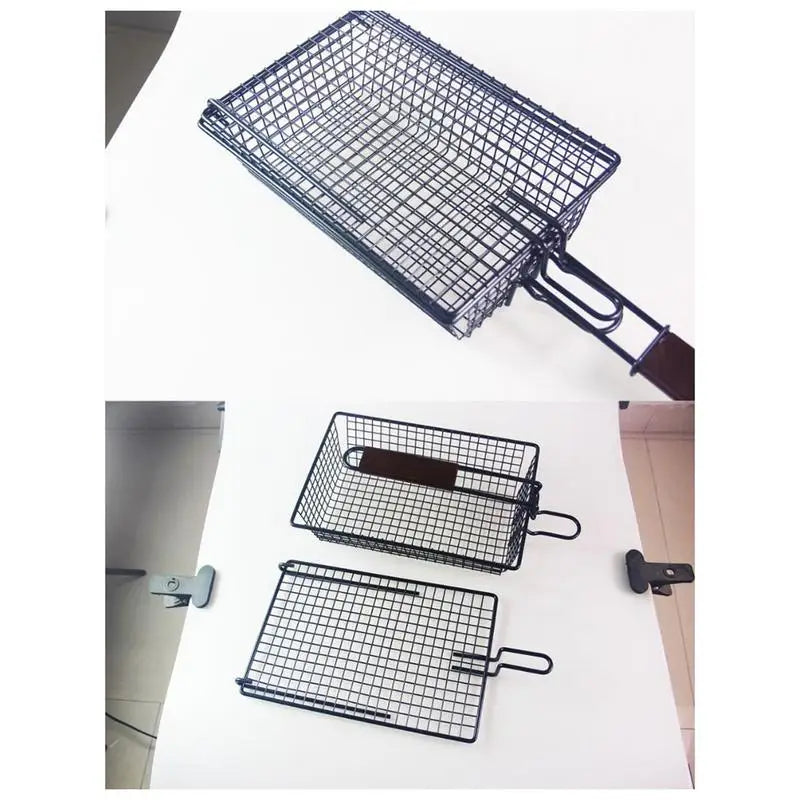 Stainless Steel BBQ Non-Stick Basket Grill Mesh Mat for Meat Vegetable Steak Picnic Party Barbecue - Hiccupzz