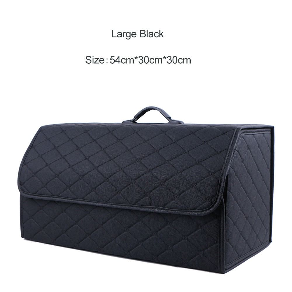 Car Trunk Organizer Box Large Capacity Auto Multiuse Tools Storage Bag Stowing Tidying Leather Folding For Emergency Storage Box - Hiccupzz