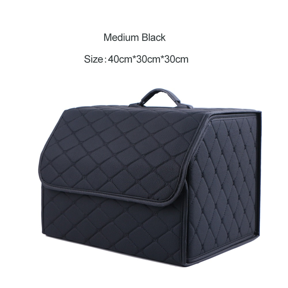 Car Trunk Organizer Box Large Capacity Auto Multiuse Tools Storage Bag Stowing Tidying Leather Folding For Emergency Storage Box - Hiccupzz