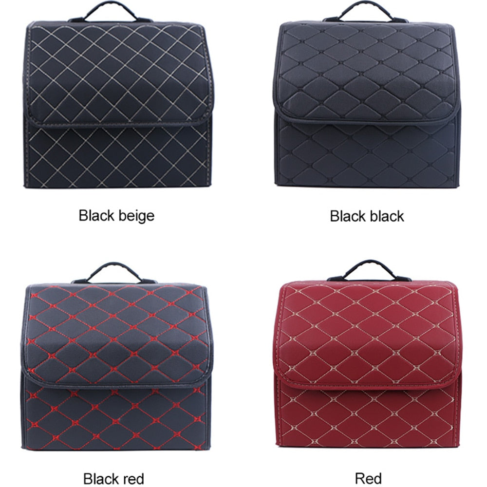 Car Trunk Organizer Box Large Capacity Auto Multiuse Tools Storage Bag Stowing Tidying Leather Folding For Emergency Storage Box - Hiccupzz