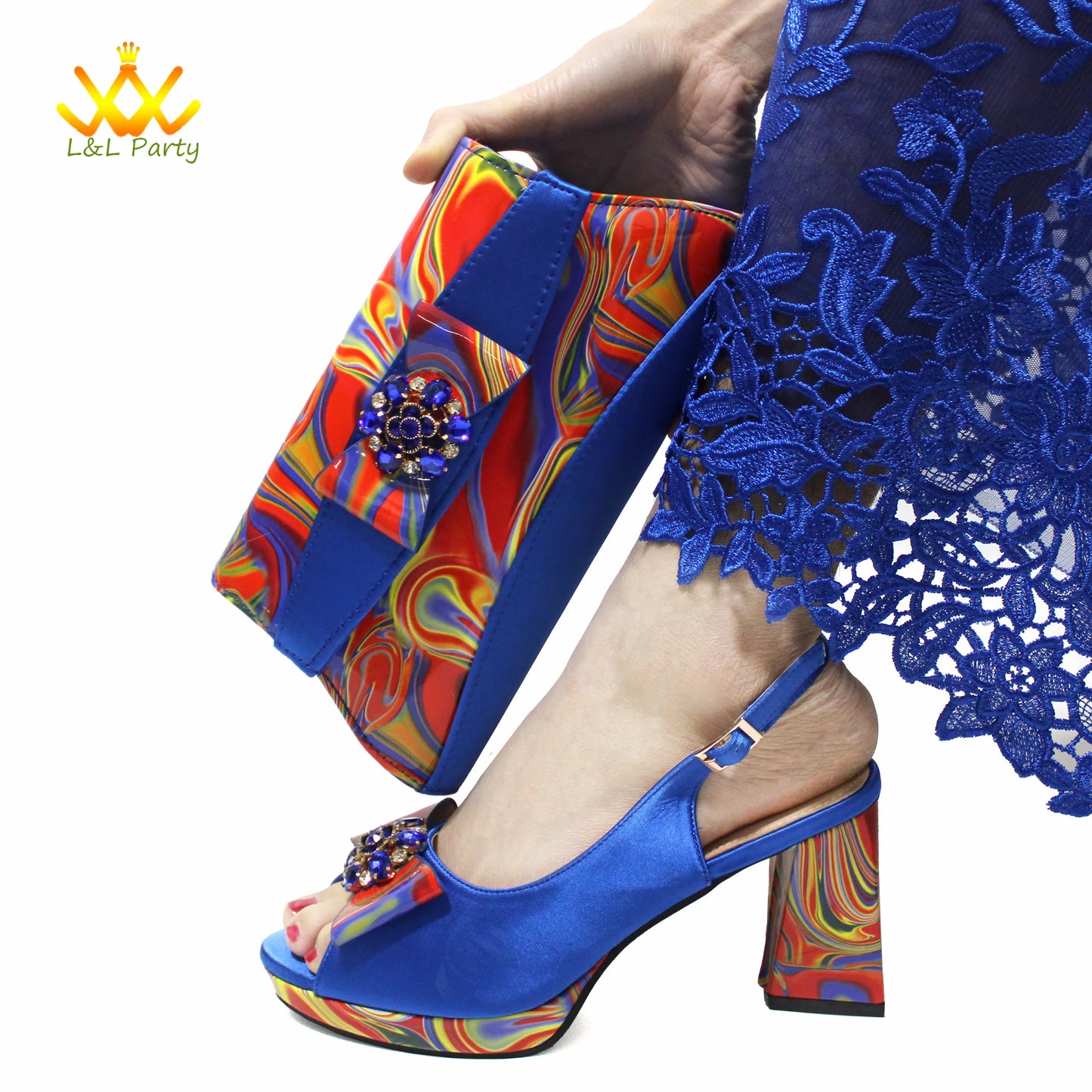 Appliques Specials Italian Design Nigerian Women Shoes Matching Bag Set in Red Color INS Hot Sale Sandals - Hiccupzz