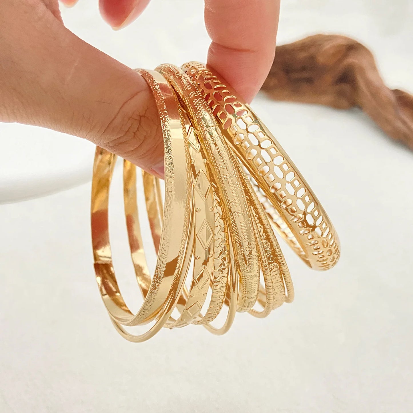 Fashion Stainless Steel Bracelets for Women Twist Texture Bangles Gold Silver Color Jewelry - Hiccupzz