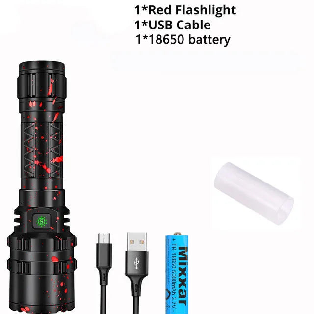 ZK40 50000000LM High Power XHP220 Powerful LED Flashlight Tactical Military Torch USB Camping Lanterna Waterproof Self Defence - Hiccupzz