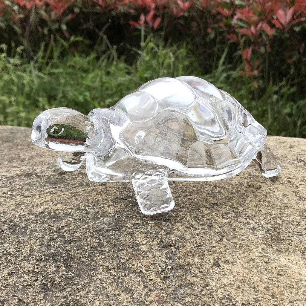 Crystal Turtle Figurine Miniature Tortoise Statue Chinese Lucky Feng Shui Ornament for Home Office Desk Decoration Accessories - Hiccupzz