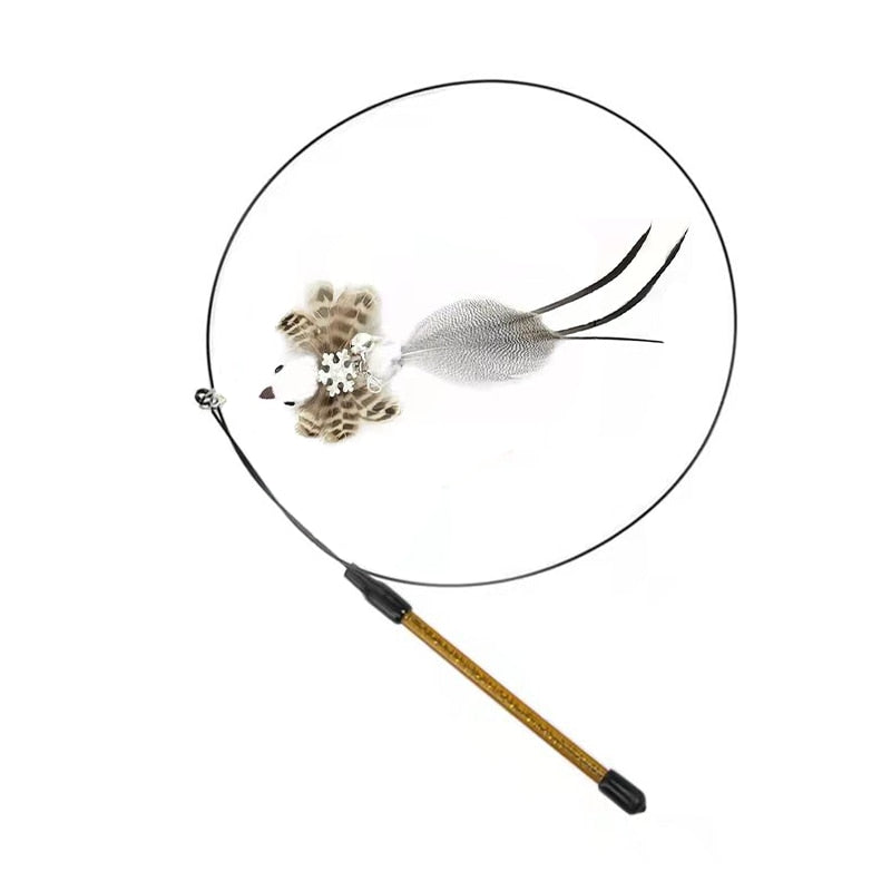 Simulation Bird Interactive Funny Cat Stick Toy Furry Feather Bird With Bell Sucker Cat Stick Toy Kitten Playing Toy - Hiccupzz