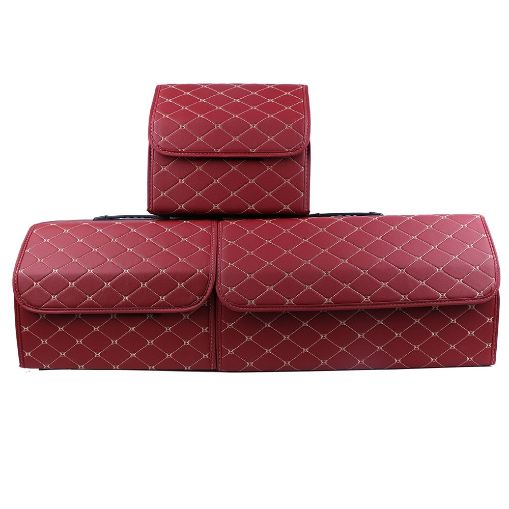 Car Trunk Organizer Box Large Capacity Auto Multiuse Tools Storage Bag Stowing Tidying Leather Folding For Emergency Storage Box - Hiccupzz