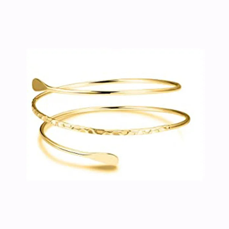 Simple Boho Coil Upper Arm Band Cuff Armlets for Women Girls, Adjustable Arm Bangle - Hiccupzz