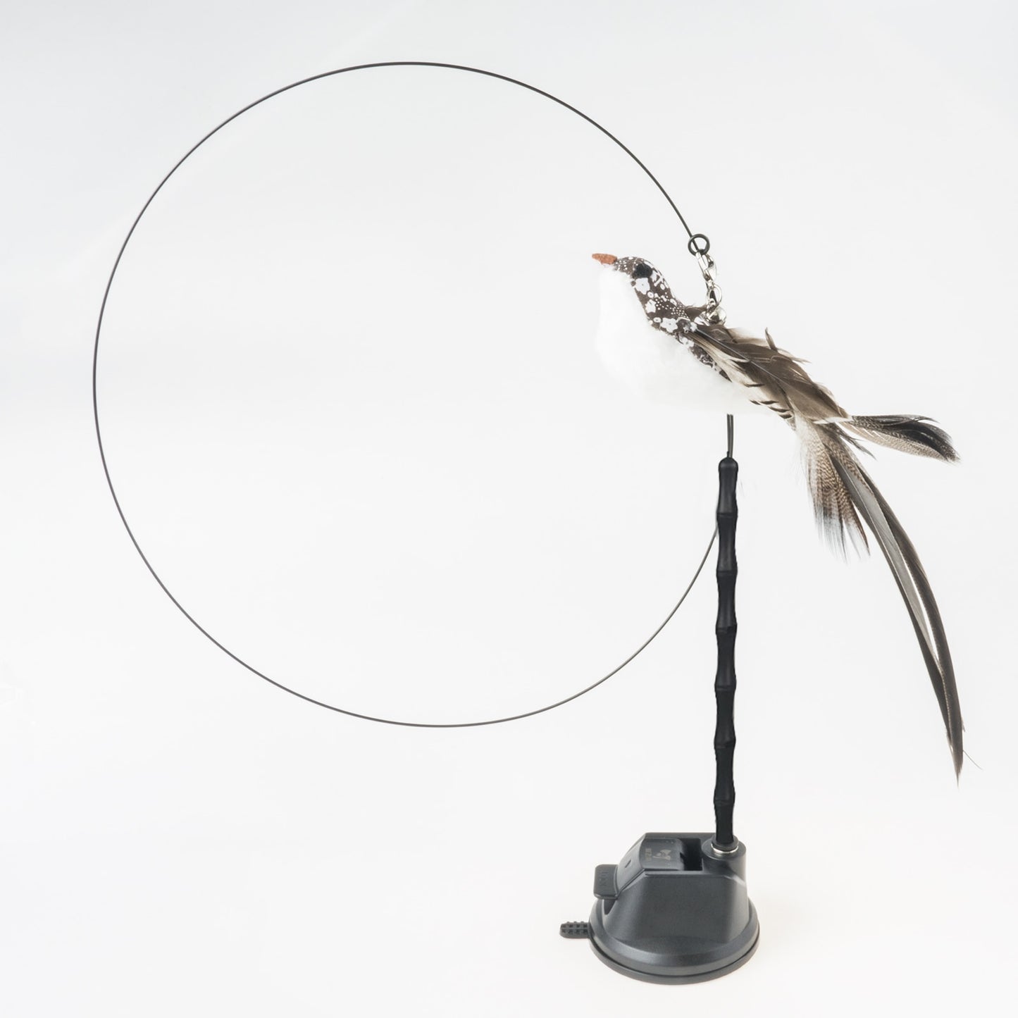 Handfree Bird/Feather Cat Wand with Bell Powerful Suction Cup Interactive Toys for Cats Kitten Hunting Exercise - Hiccupzz