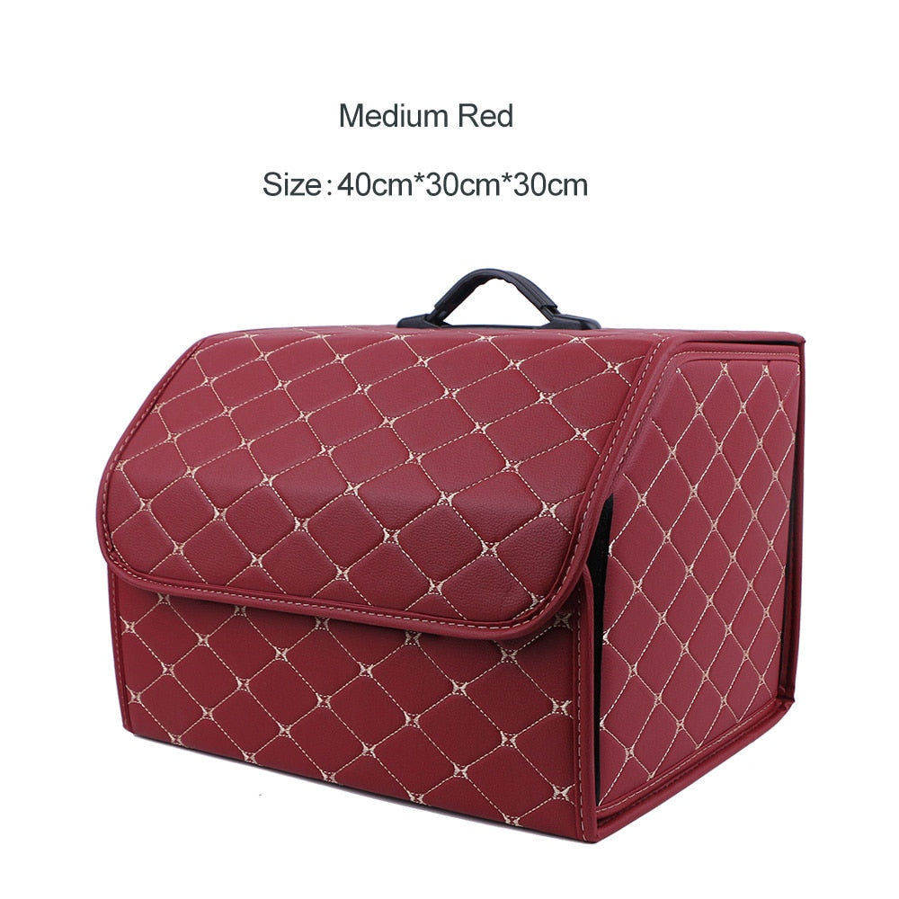 Car Trunk Organizer Box Large Capacity Auto Multiuse Tools Storage Bag Stowing Tidying Leather Folding For Emergency Storage Box - Hiccupzz