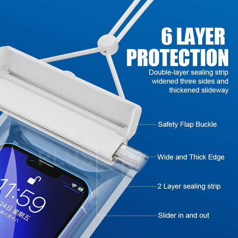 Waterproof Phone Case Under 7.0 inches For iPhone 13 14 Pro Max , Huawei, Xiaomi, Redmi, Note Samsung - Hiccupzz
