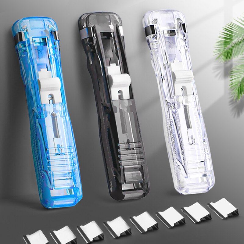 Mini Traceless Reusable Hand Clamp Push Stapler Paper Book File Office School Student Binder Binding Tools Supplies accessories - Hiccupzz