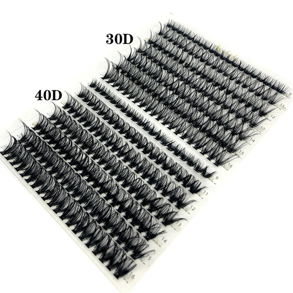 Mixed Tray Individual Lashes (30D, 40D, 60D, 80D) - 3D Russian Volume Eyelashes, Soft Natural Mink Lash Clusters, False Eyelashes - Hiccupzz