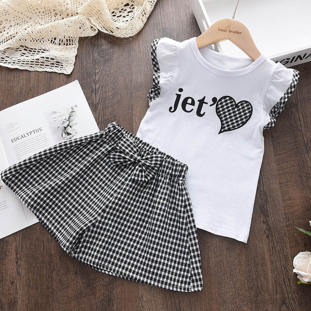 Kids Girls Clothing Sets Summer New Style Brand  Baby Girls Clothes Short Sleeve T-Shirt+Pant Dress 2Pcs Children Clothes Suits - Hiccupzz