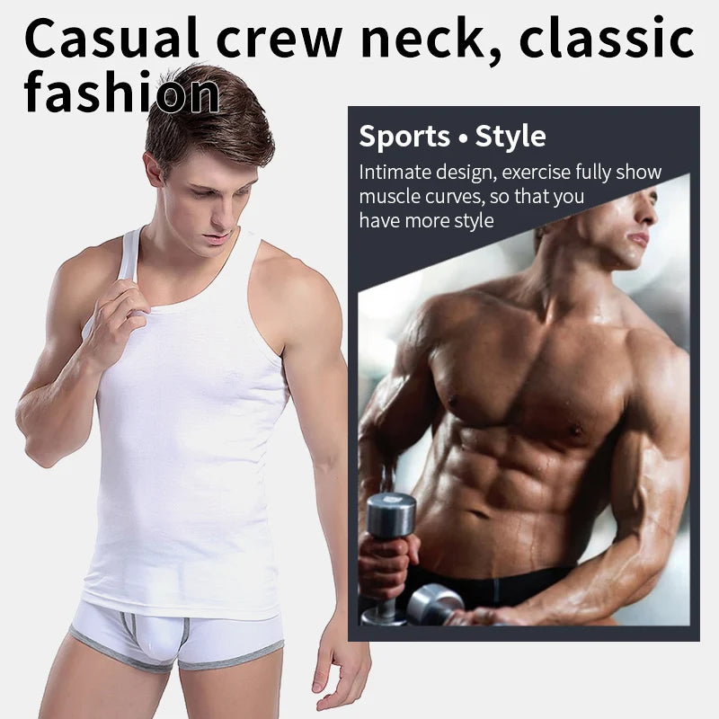 Men's Pure Cotton Fitted Vest - Summer Sleeveless Training T-Shirt - Hiccupzz
