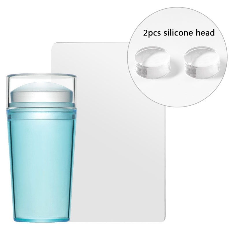 Transparent Nail Stamper with Scraper 2pcs Jelly Silicone Stamp for French Nails - Hiccupzz