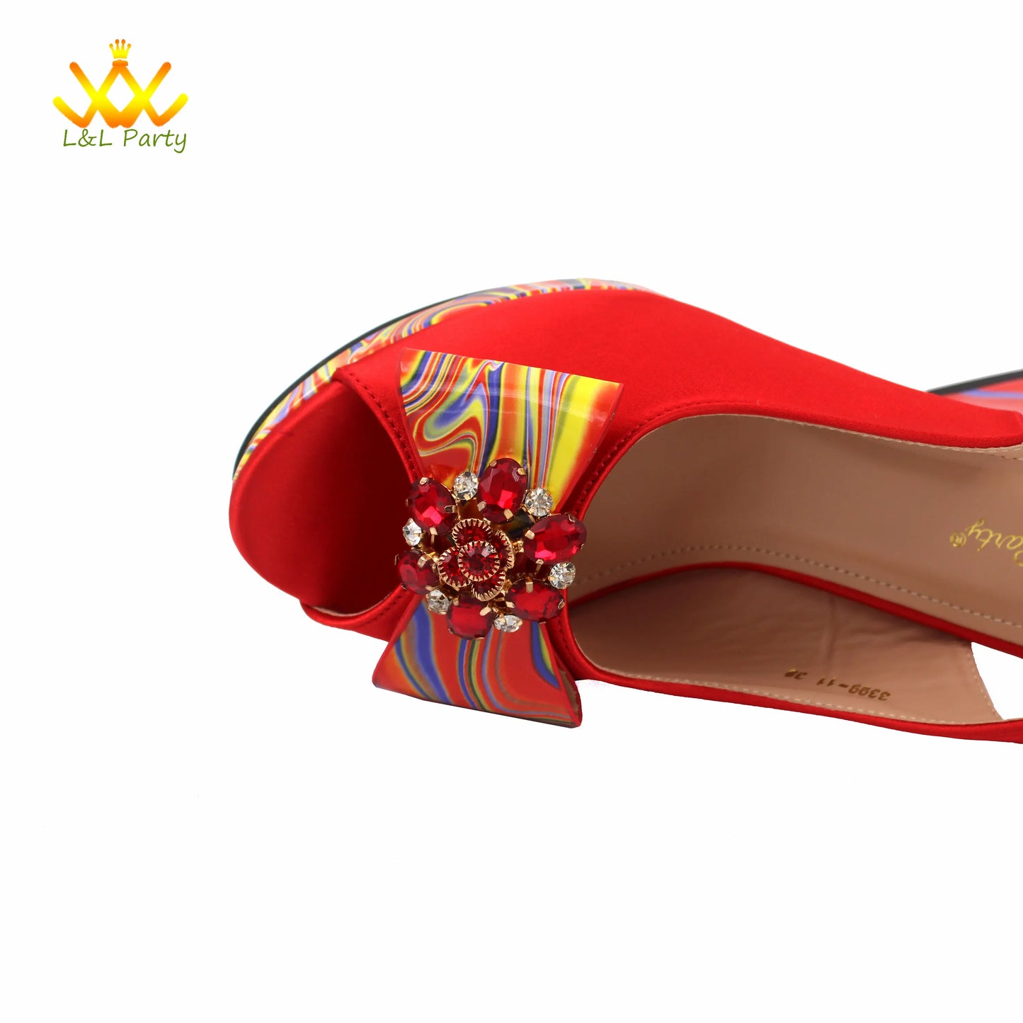 Appliques Specials Italian Design Nigerian Women Shoes Matching Bag Set in Red Color INS Hot Sale Sandals - Hiccupzz