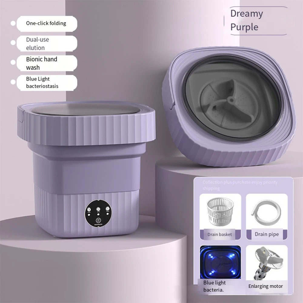 6L 11L Portable Washing Machine Folding Large Capacity Clothes Spin Dryer Bucket Travel Underwear Socks Ultrasonic Mini Washer - Hiccupzz