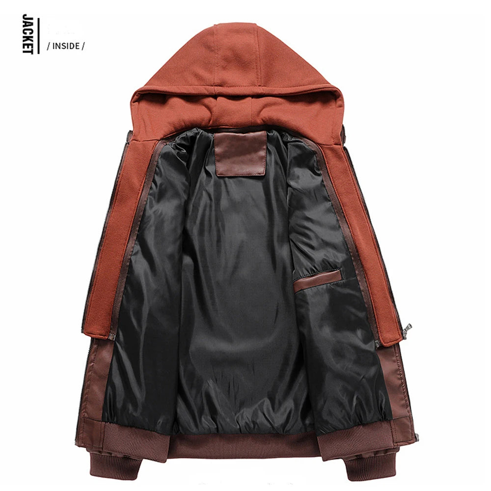 Men's Leather Jacket Autumn PU Biker Coat Casual Motorcycle Style EU Size - Hiccupzz