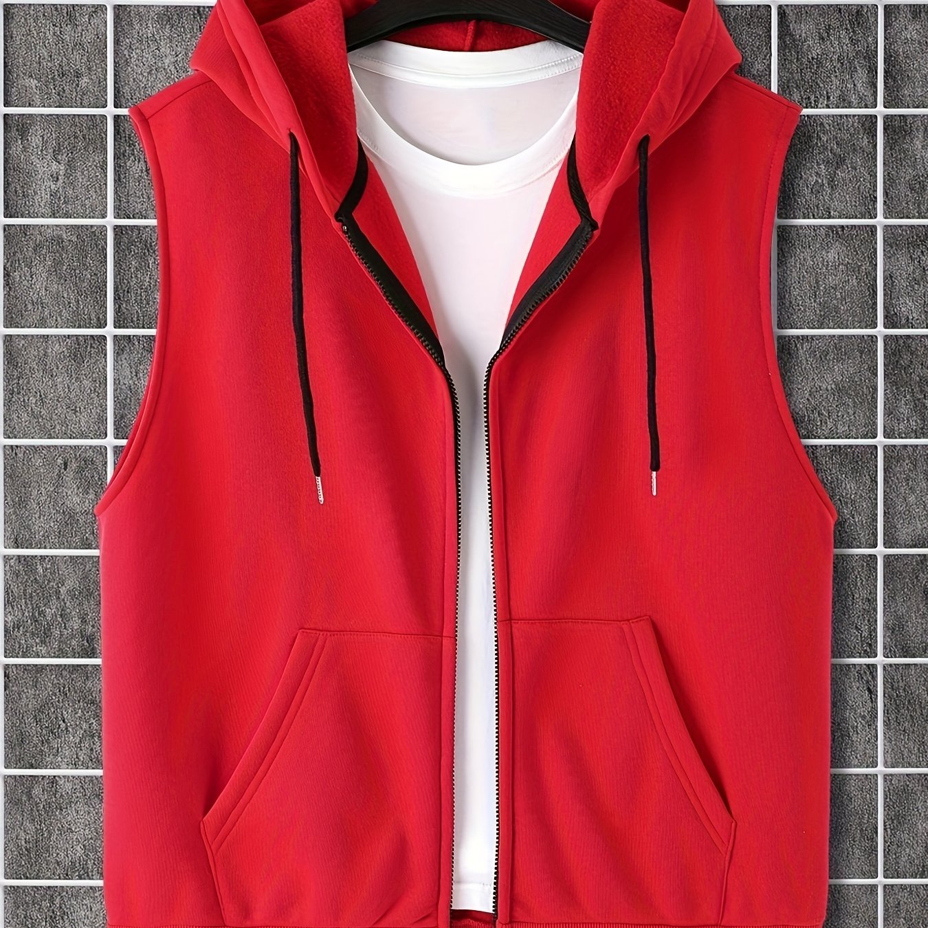 Men's Sleeveless Zip-Up Hoodie Vest with Pocket, Casual Outdoor Activewear - Hiccupzz
