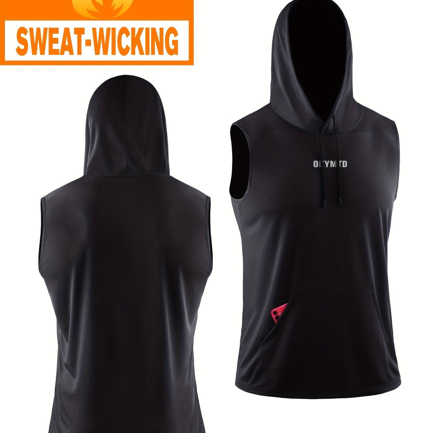 Men's Hooded Loose Vest, Breathable Slightly Stretch Sleeveless Comfy Tops For Men's Outdoor Activities - Hiccupzz