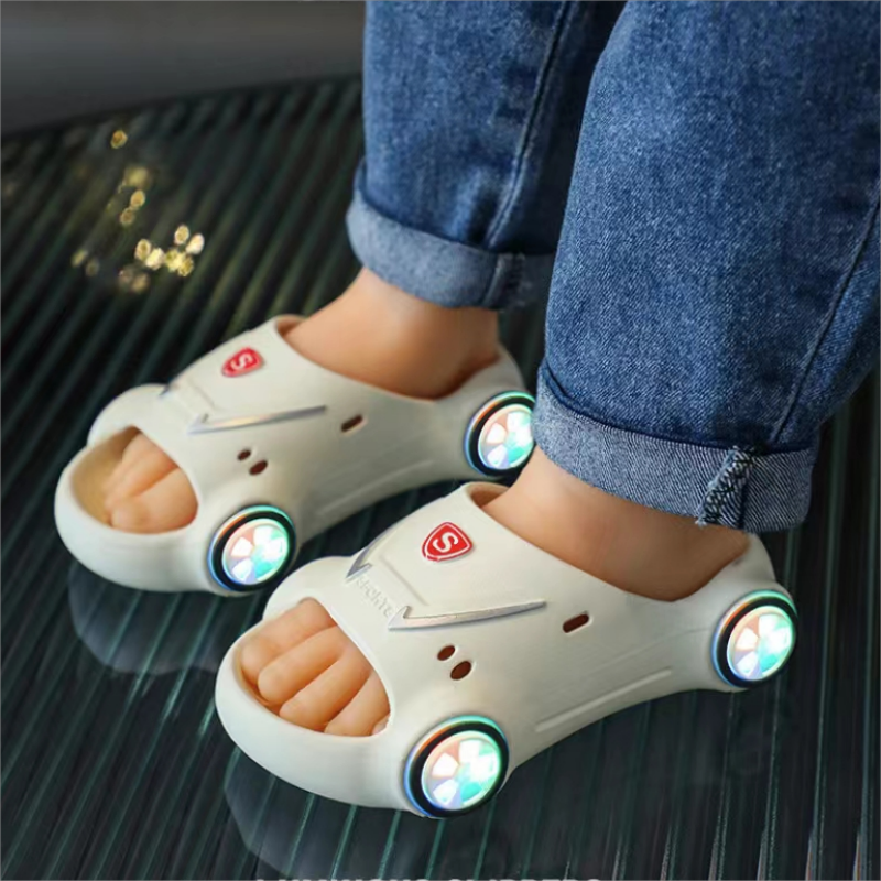 Kids Glowing Slippers Cartoon Car Sandals Children Sandals Anti Slip Boys Girls Luminous Slippers Summer Beach Shoes - Hiccupzz