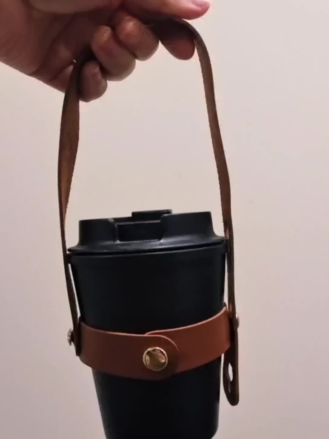 3 Pcs Faux Leather Coffee Cup Holders with Adjustable Straps - Perfect for Outdoor Adventures, Travel & Cruises - Vintage Green, Classic Brown, Deep Black - Hiccupzz