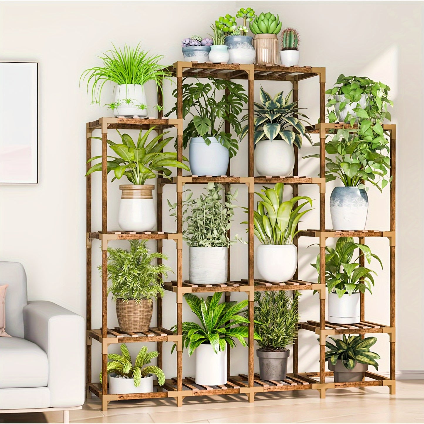 16 Tier Plant Stand - Indoor/Outdoor Tall Flower Shelf Rack for Pots, Garden, Living Room, Office
