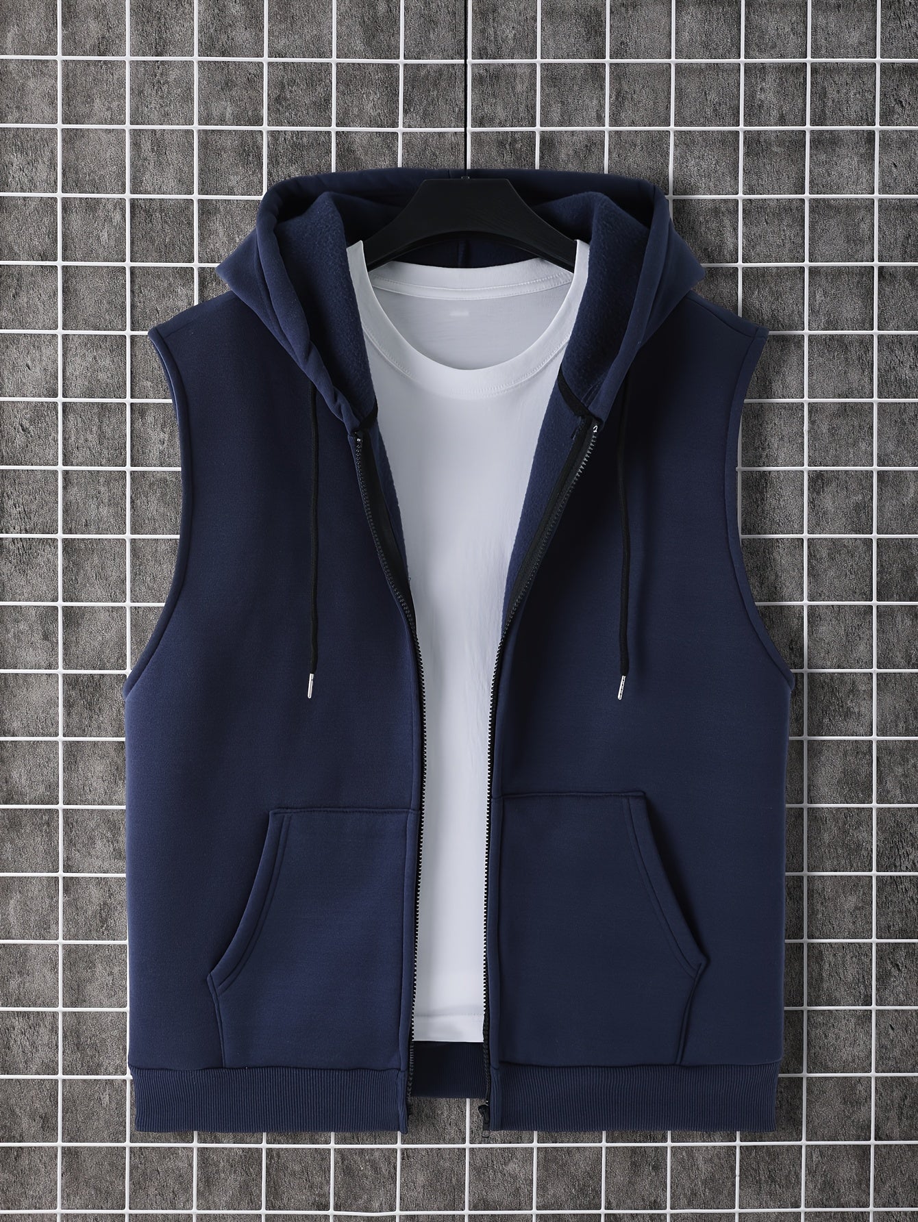 Men's Sleeveless Zip-Up Hoodie Vest with Pocket, Casual Outdoor Activewear - Hiccupzz
