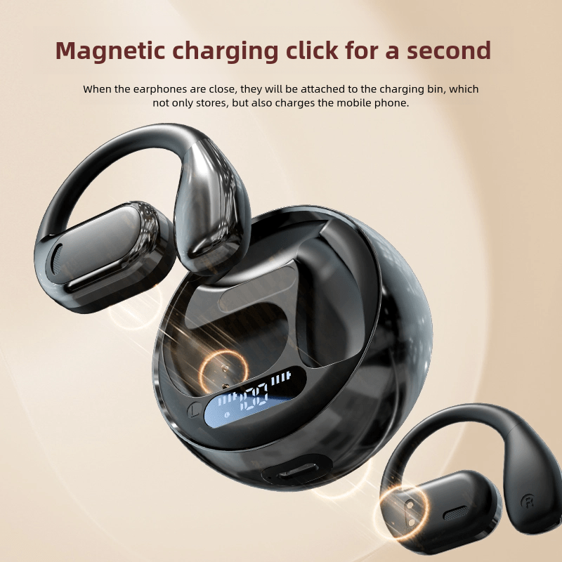 New Wireless Earphone New Open Air Conduction Earbuds Small Round Design Non In Ear Long Standby Headphone HIFI Sound Earhook - Hiccupzz
