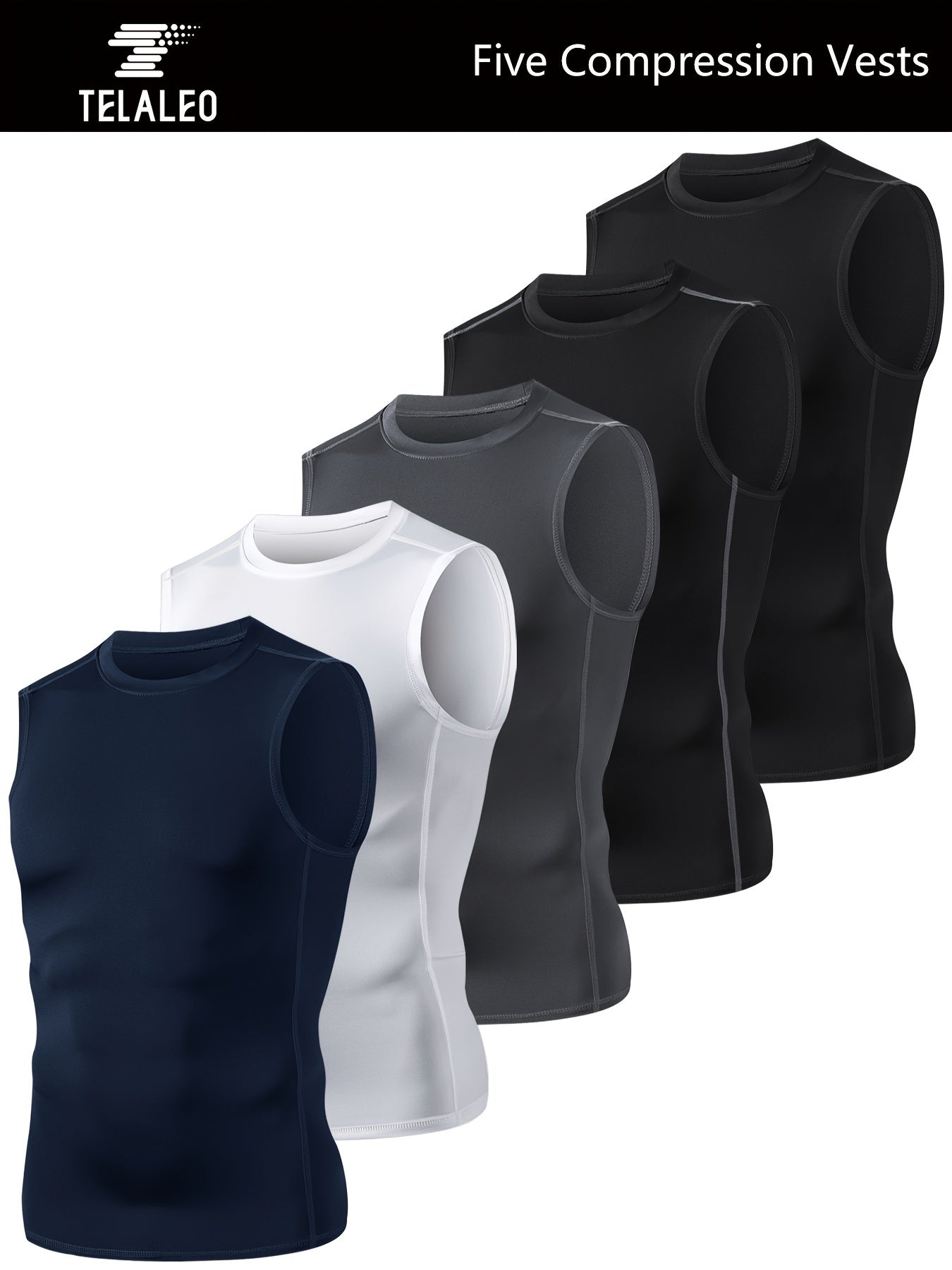 5-Pack Men's Compression Sleeveless Workout Tank Tops for Running & Training - Hiccupzz