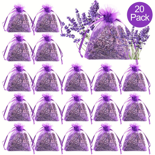 20pcs Avender Sachet, Bulk French Lavender Sachet, Suitable For Drawer Wardrobe Household Sachet, Dried Lavender Flower Gift, room Decor - Hiccupzz