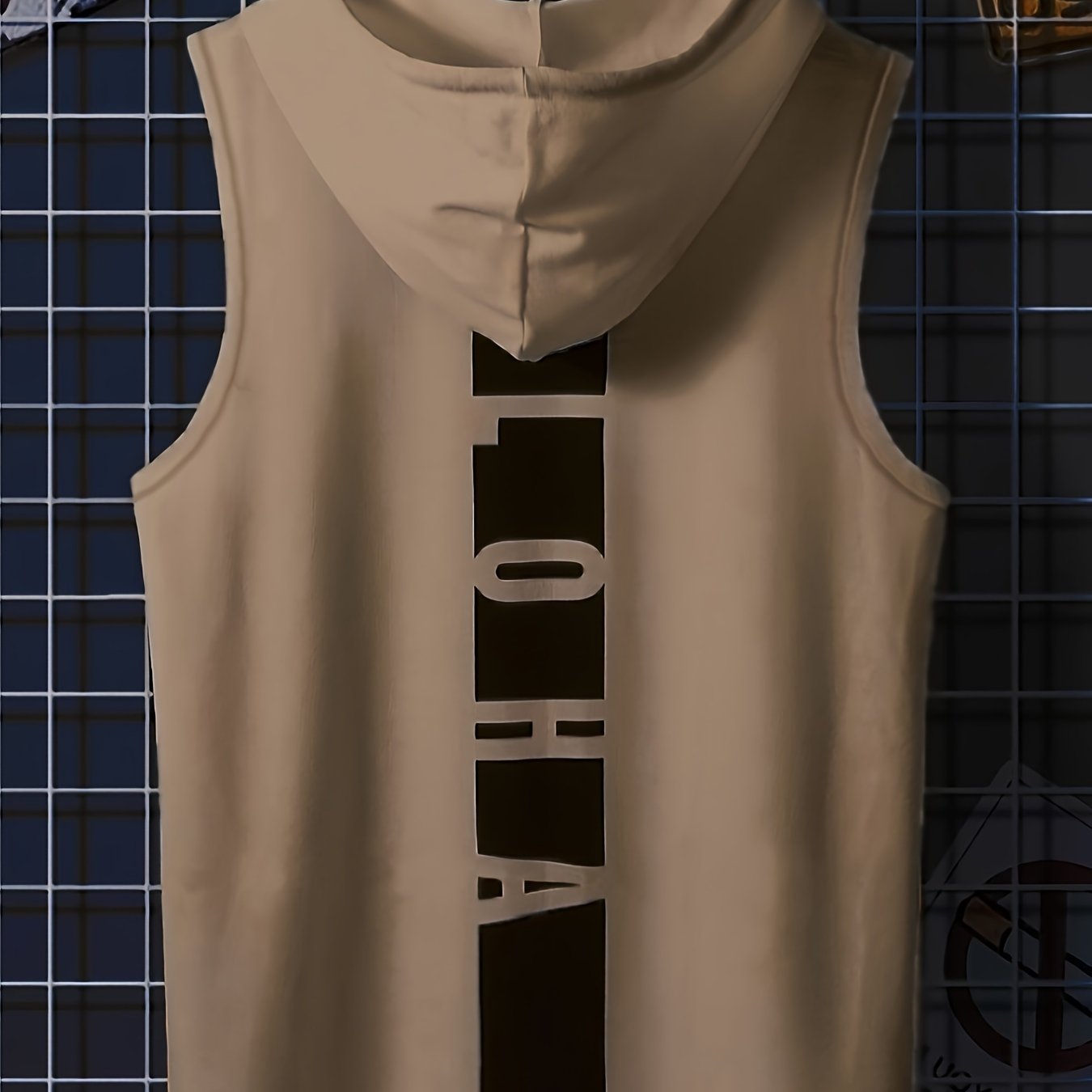 Men's Sleeveless Hooded Tank Top With Letter Print, Casual Sportswear, Gym Fitness Vest - Hiccupzz