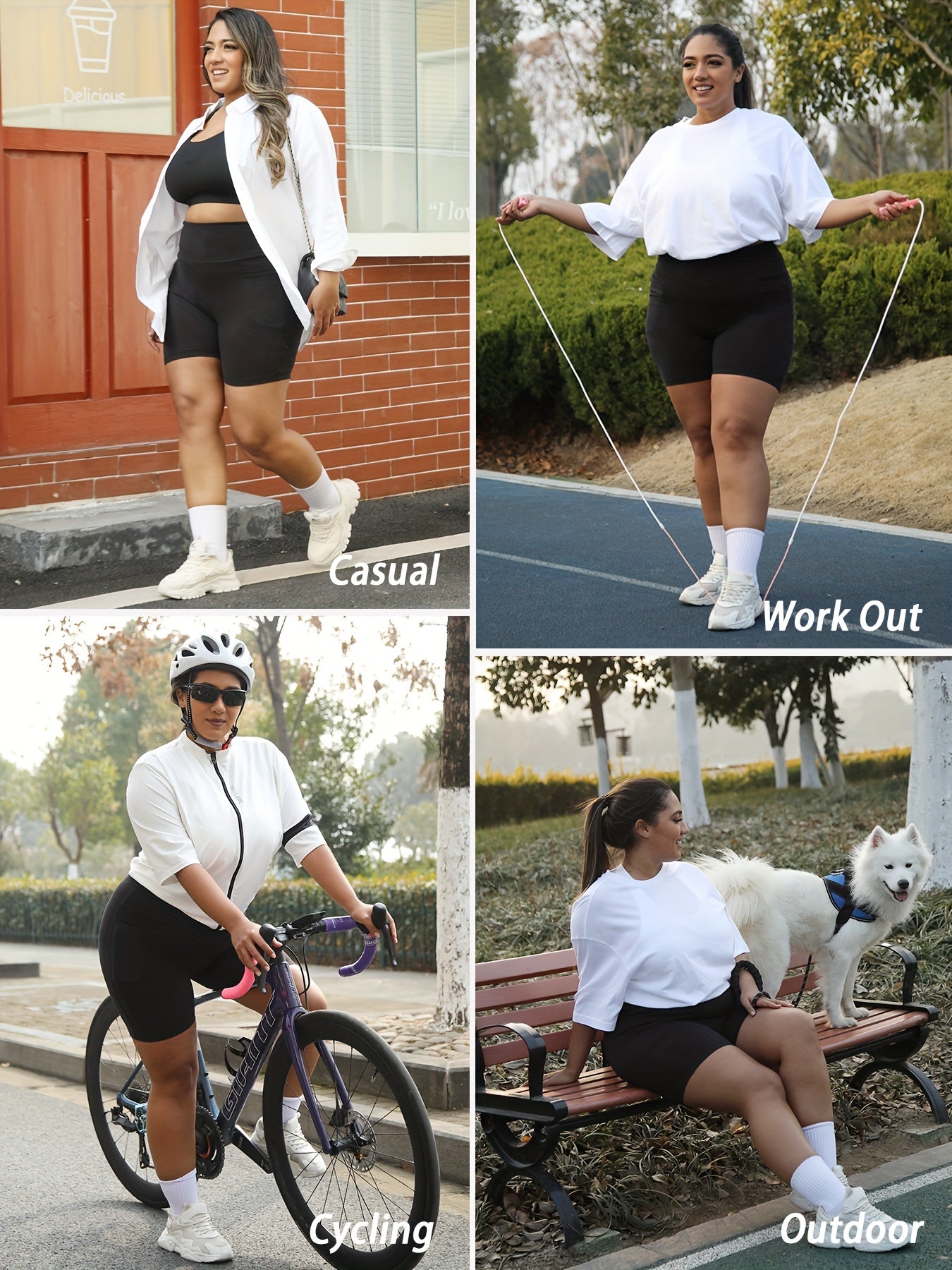 5 Pack Plus Size High Waisted Biker Shorts For Women With Pockets, Super Soft Tummy Control No See Through Workout Running Yoga Athletic Shorts - Hiccupzz