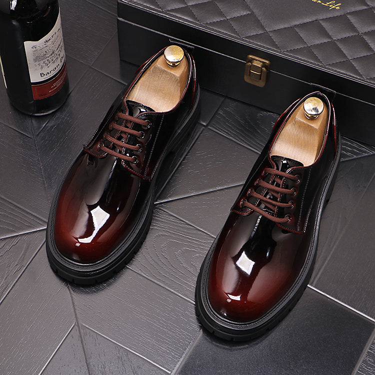 Men's Autumn And Winter Bright Leather Shoes Thick Sole Fashion Casual - Hiccupzz