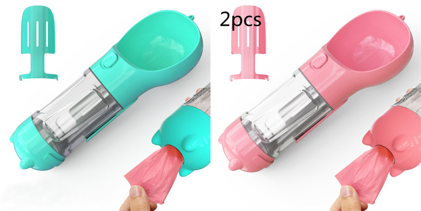 Pet Water Bottle Feeder Bowl Garbage Bag Storage Portable Pet Outdoor Travel 3 In 1 Dog Water Bottle - Hiccupzz
