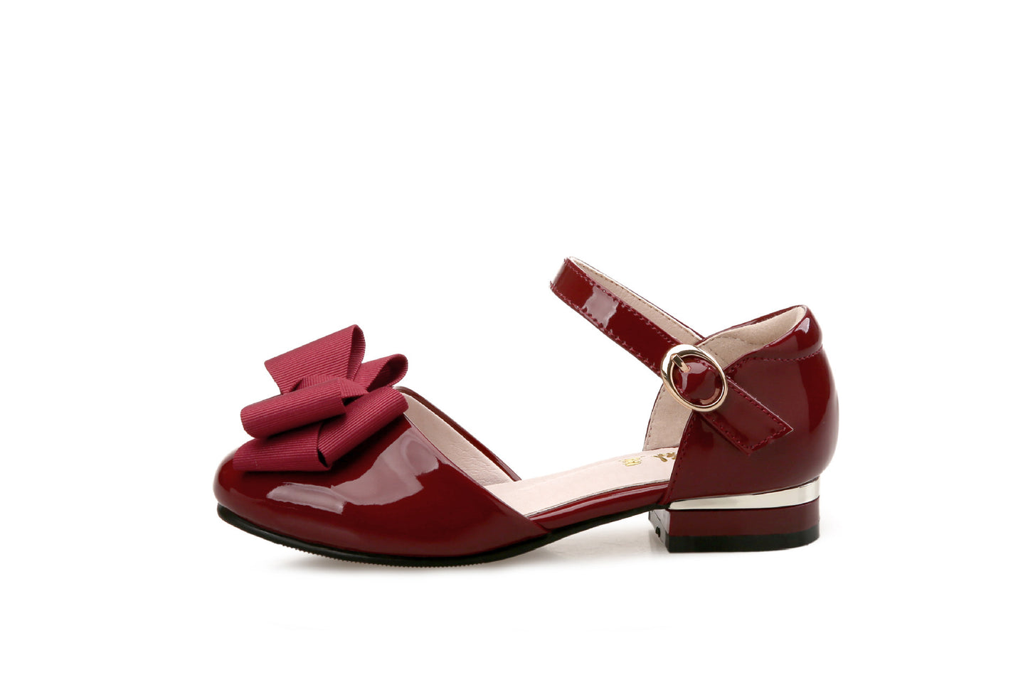 Big Kids' Hollow Velcro Patent Leather Shoes With Bow - Hiccupzz