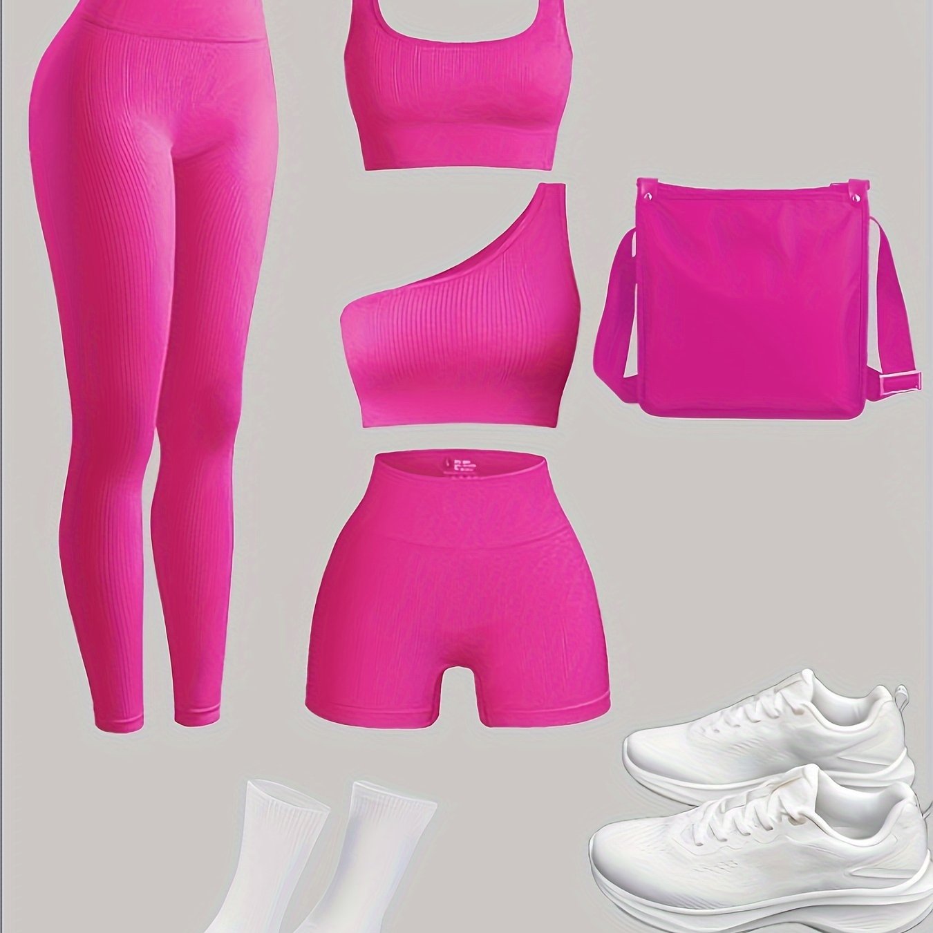 Women's 4-Piece Yoga Set, Sport Athletic Leggings, Sports Bra, Shorts, Fitness Gear For Gym And Outdoor Exercise (without Accesories) - Hiccupzz