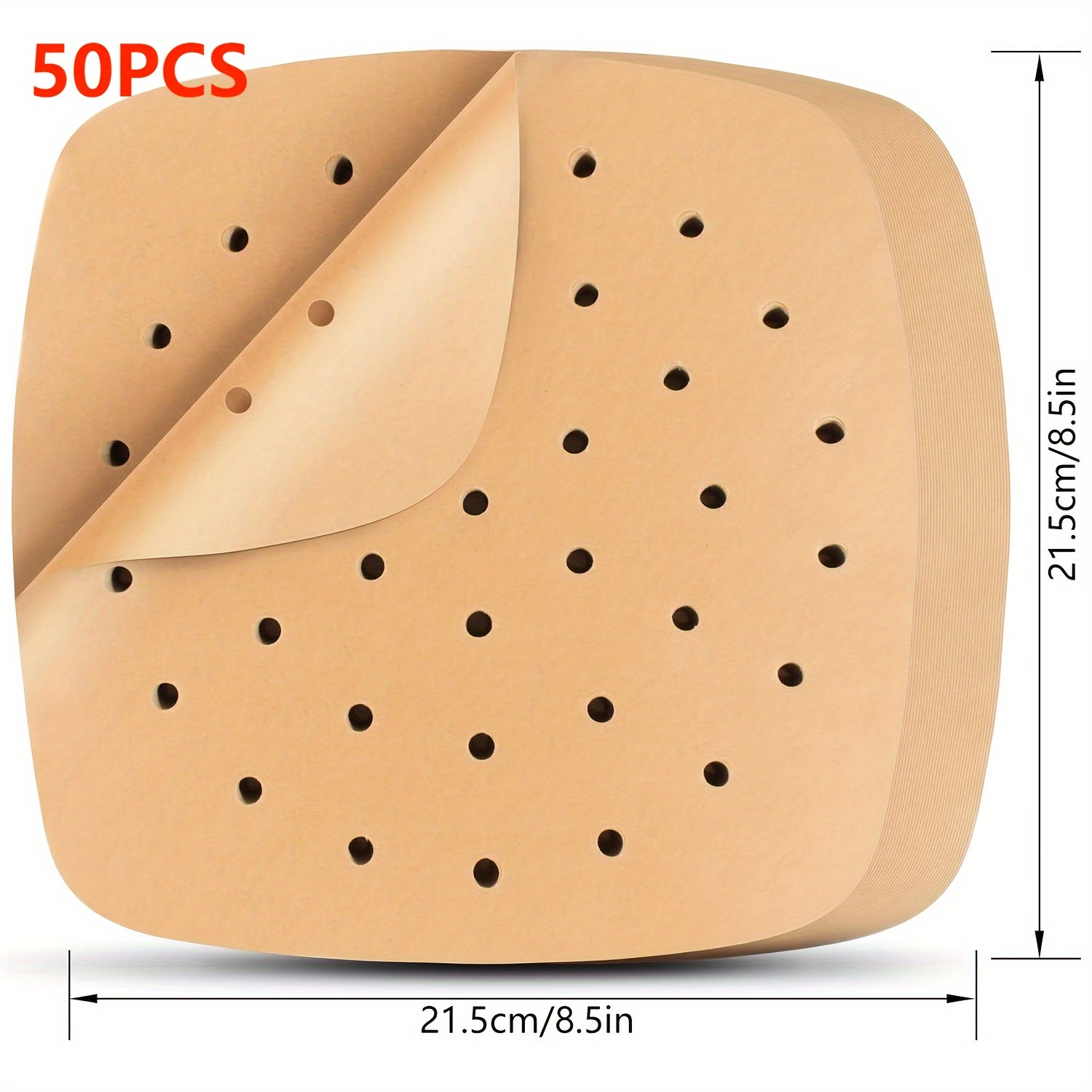 50/100pcs, Air Fryer Parchment Paper Value Pack - Square Liners, Steamer & Filter Paper Disposable & Perforated - Hiccupzz