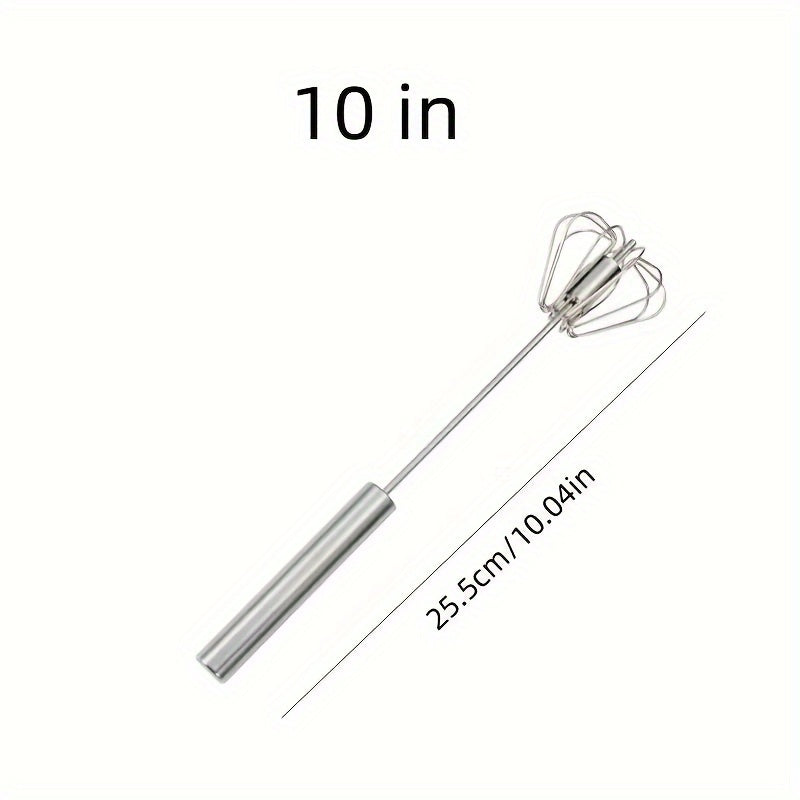 Semi-Automatic Stainless Steel Whisk Set: Manual Hand Push Egg Beater and Non-Electric Rotary Whisk (10/12/14 Inch) for Mixing and Frothing - Hiccupzz