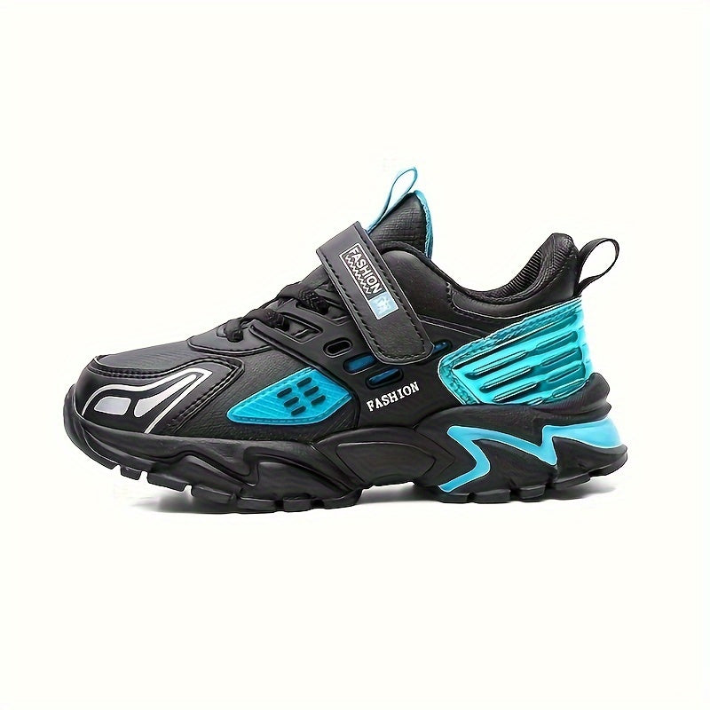Stylish Boys' Thick-Soled Sneakers with Hook & Loop, Comfortable for Sports and Outdoor Activities. - Hiccupzz