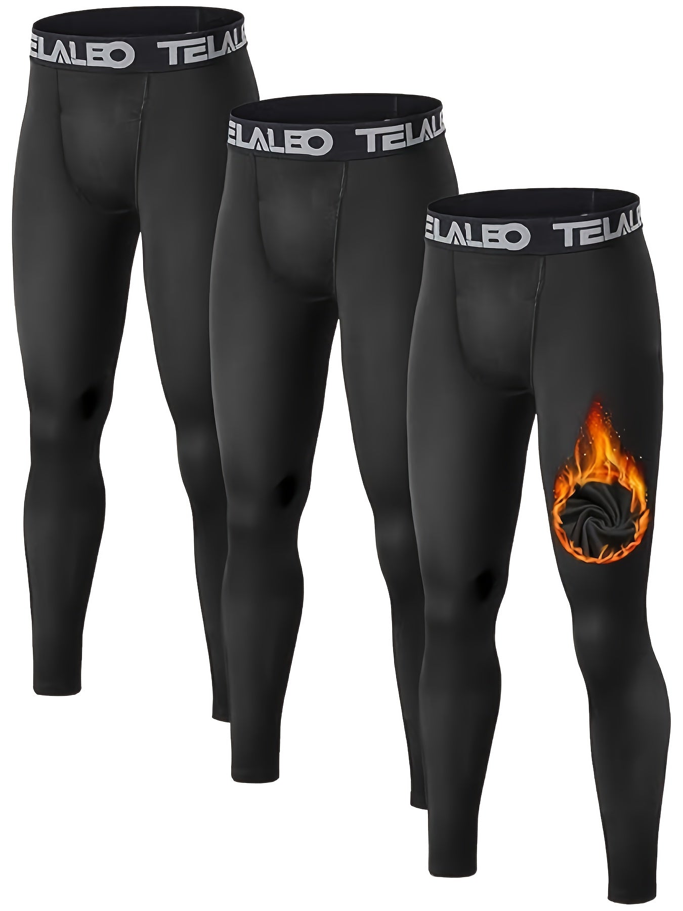 3 Pcs Boys Thermal Compression Leggings Pants, Youth Fleece Lined Base Layer Tights, Cold Weather Gear - Hiccupzz