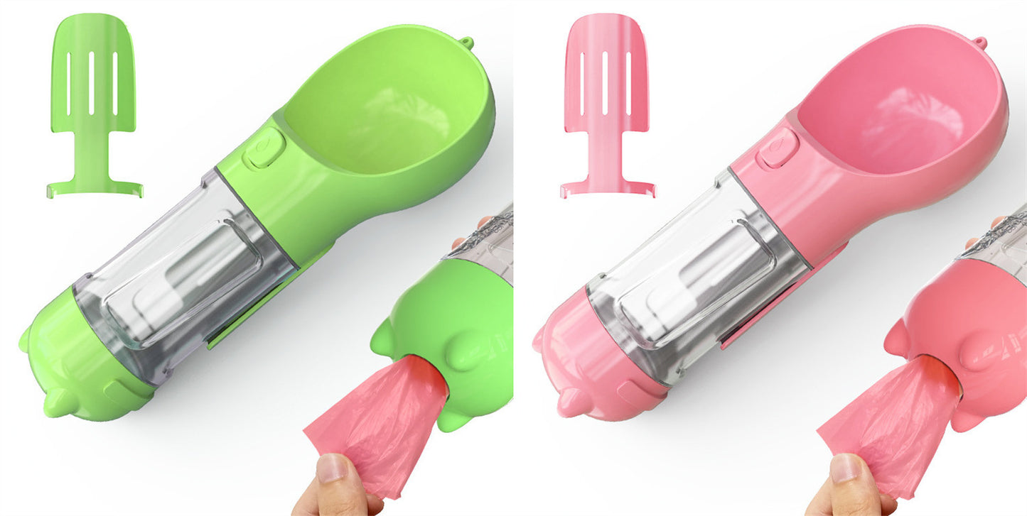 Pet Water Bottle Feeder Bowl Garbage Bag Storage Portable Pet Outdoor Travel 3 In 1 Dog Water Bottle - Hiccupzz