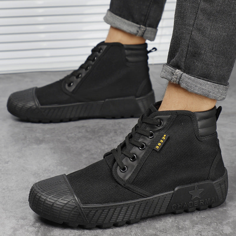 Construction Site Wear-resistant Non-slip High Top Canvas Breathable Shoes - Hiccupzz