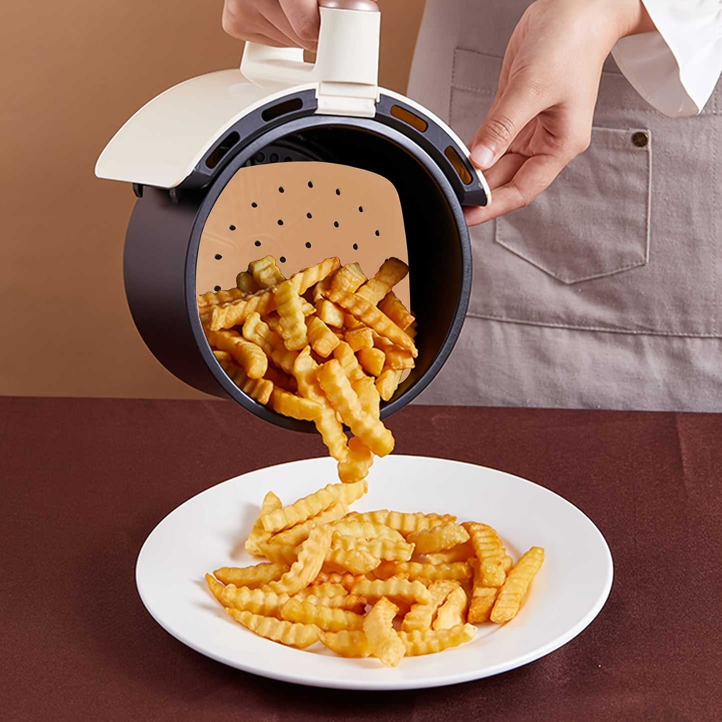 50/100pcs, Air Fryer Parchment Paper Value Pack - Square Liners, Steamer & Filter Paper Disposable & Perforated - Hiccupzz