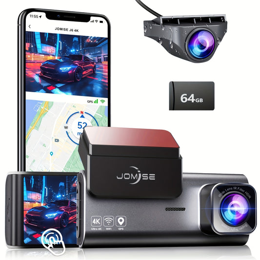 Smart 4K UHD Dual Dash Cam For Cars Touch Screen & APP Control, Front 4K+Rear 1080P, 170° Wide Angle, Super Night Vision, Built-in Wi-Fi GPS, WDR/HDR - Hiccupzz