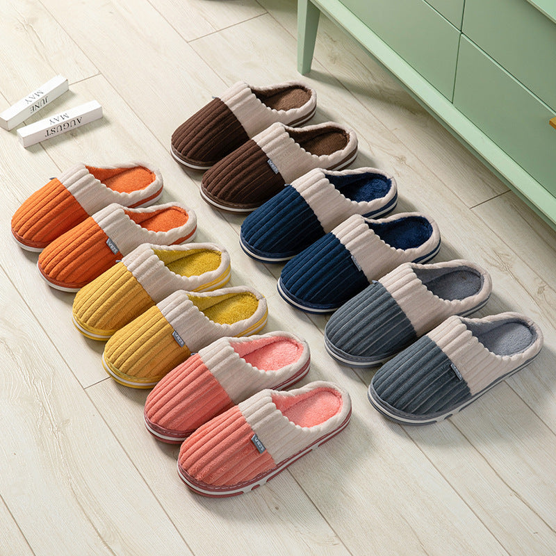 Unisex Winter Slippers Corduroy Shoes Couples Bedroom Slippers Women Men - Hiccupzz