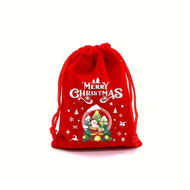 Festive Red Velvet Goody Bags – Ideal for Christmas Party Favors or Jewelry Pouches - Hiccupzz